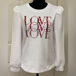 New York & Company - Love Graphic Puff-Sleeve Top (NWT)